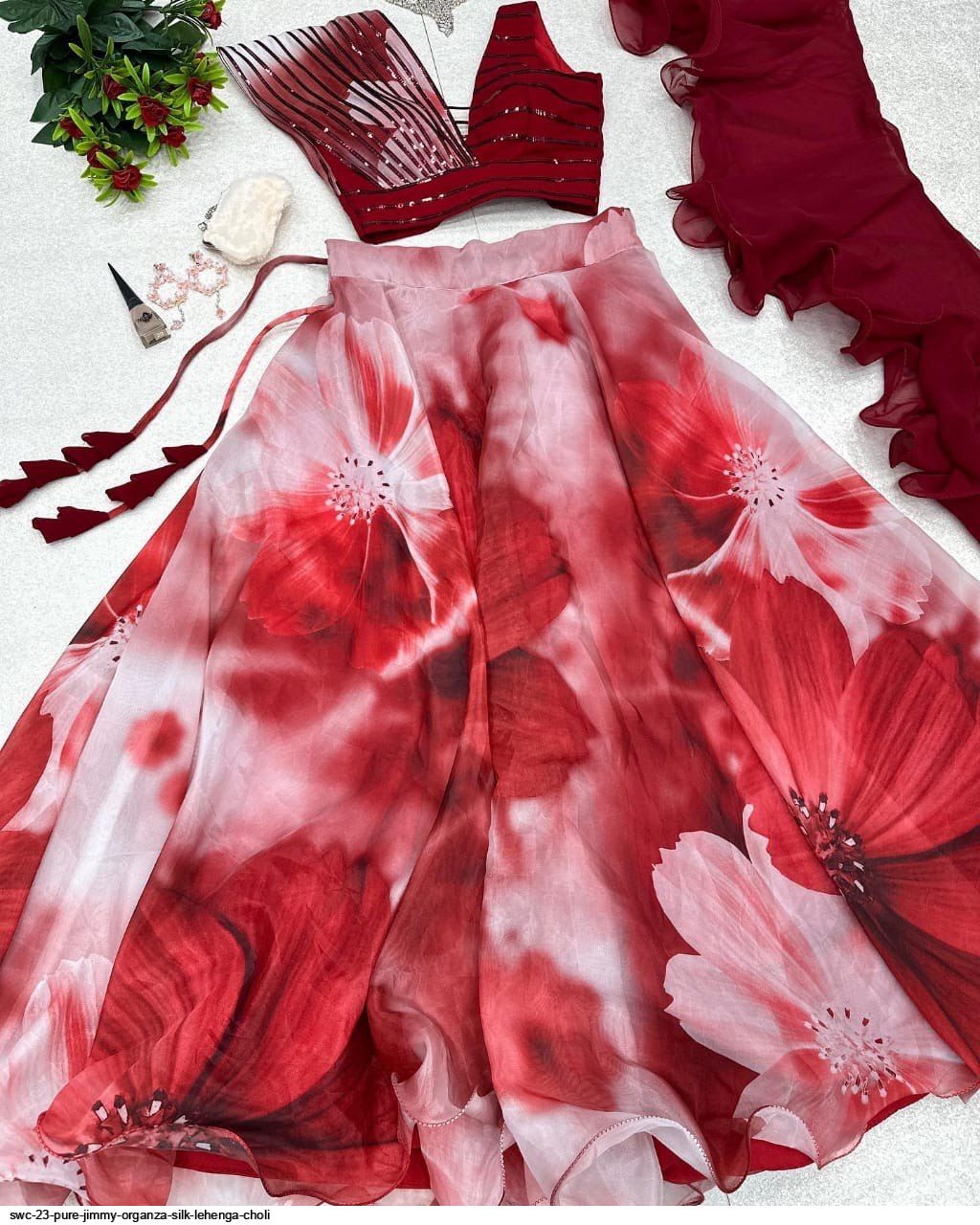 SWC 23 PURE JIMMY ORGANZA SILK LEHENGA CHOLI A