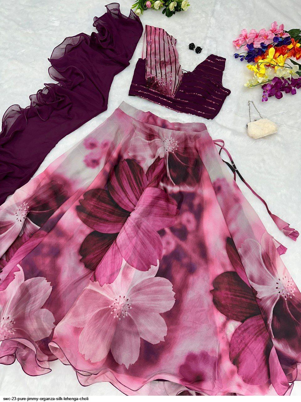 SWC 23 PURE JIMMY ORGANZA SILK LEHENGA CHOLI E