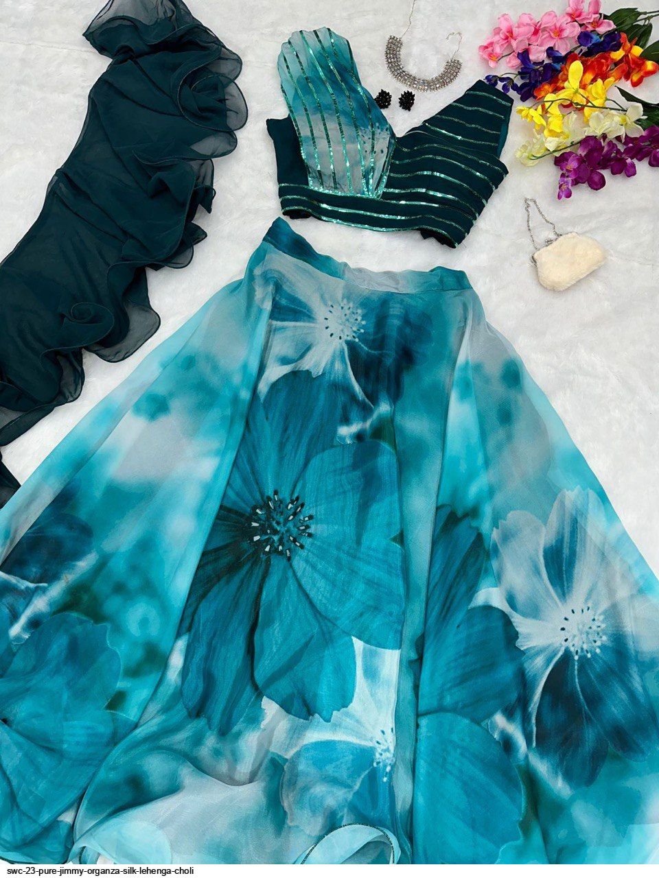 SWC 23 PURE JIMMY ORGANZA SILK LEHENGA CHOLI D