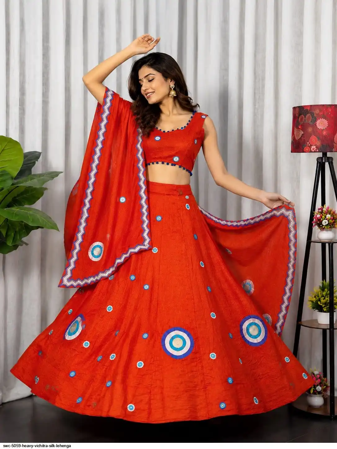 SWC 5059 HEAVY VICHITRA SILK LEHENGA 3