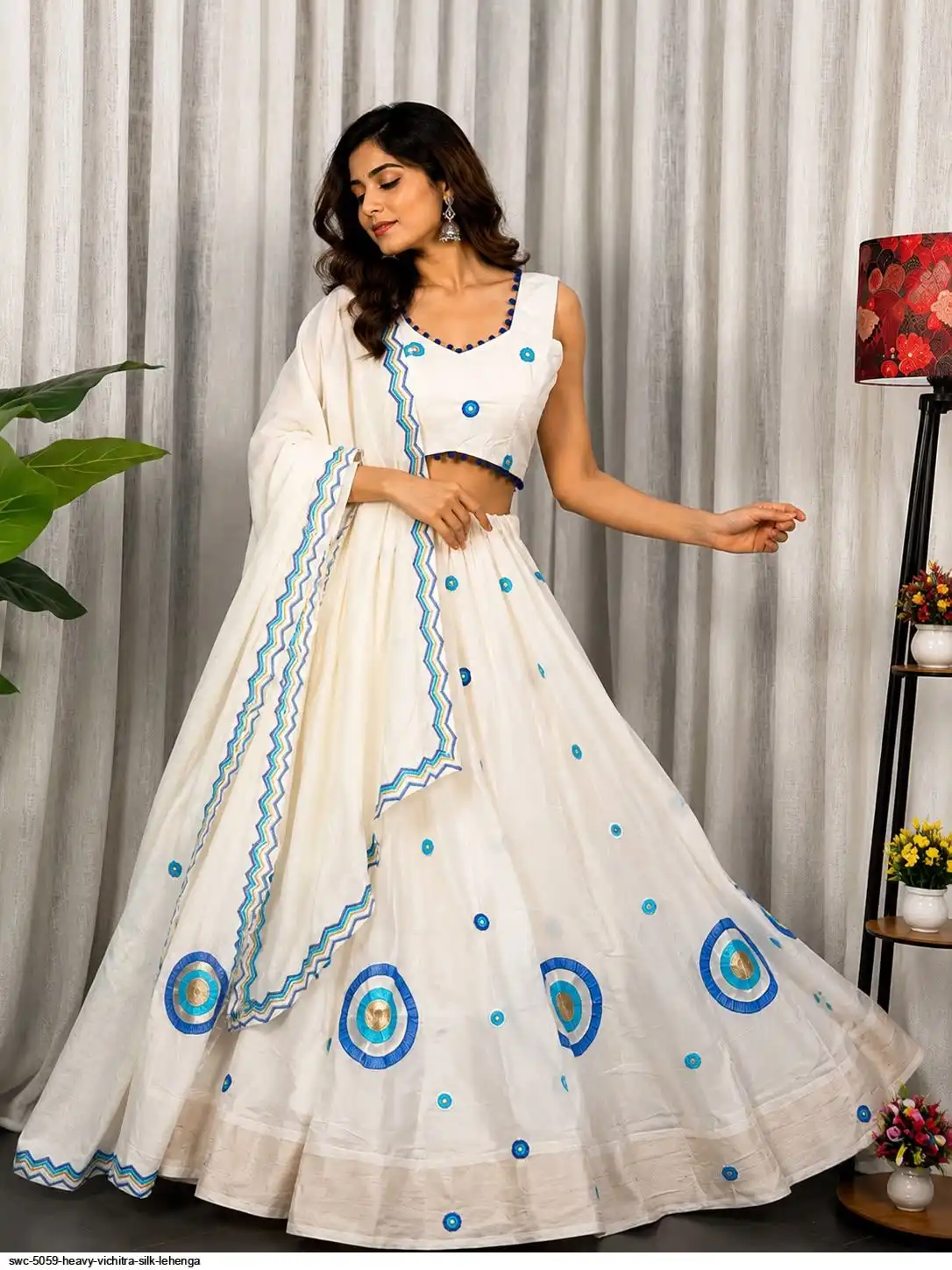 SWC 5059 HEAVY VICHITRA SILK LEHENGA 4