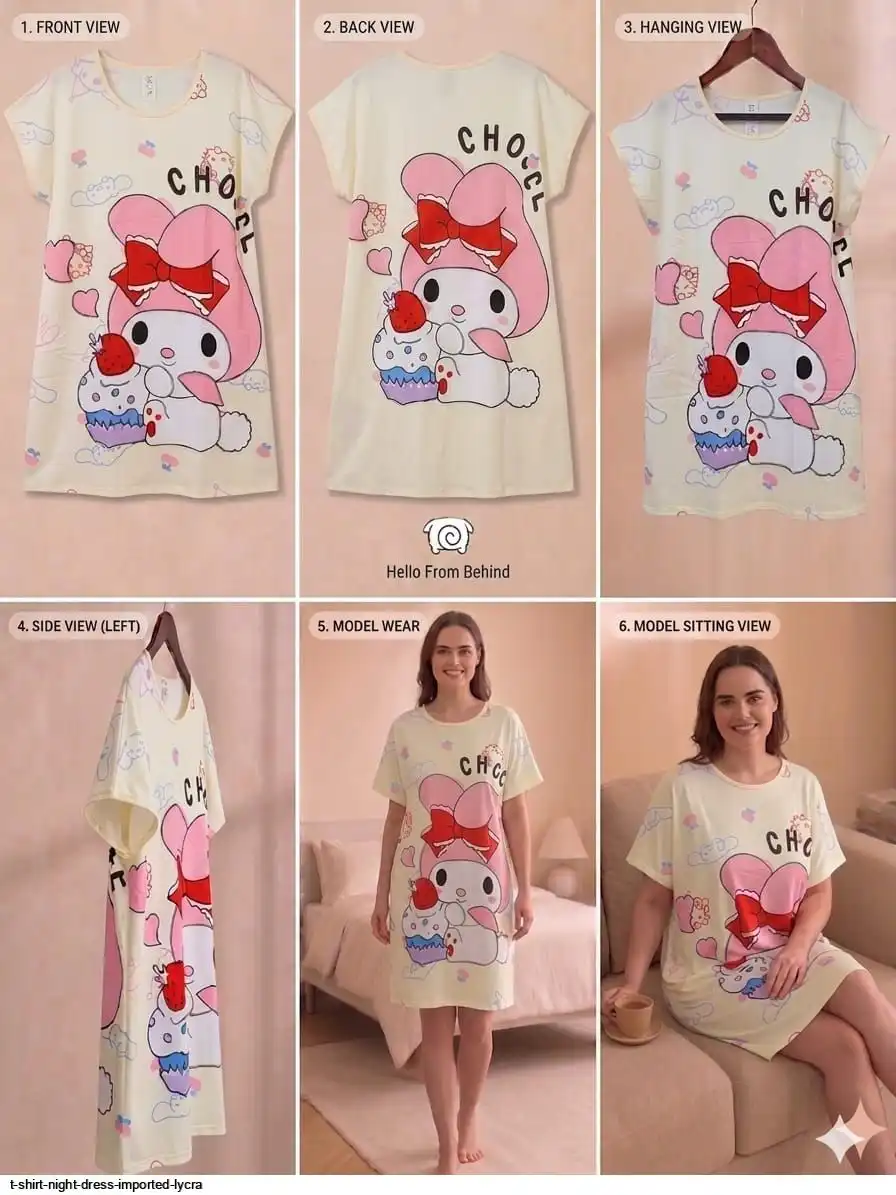 T SHIRT NIGHT DRESS IMPORTED LYCRA 4