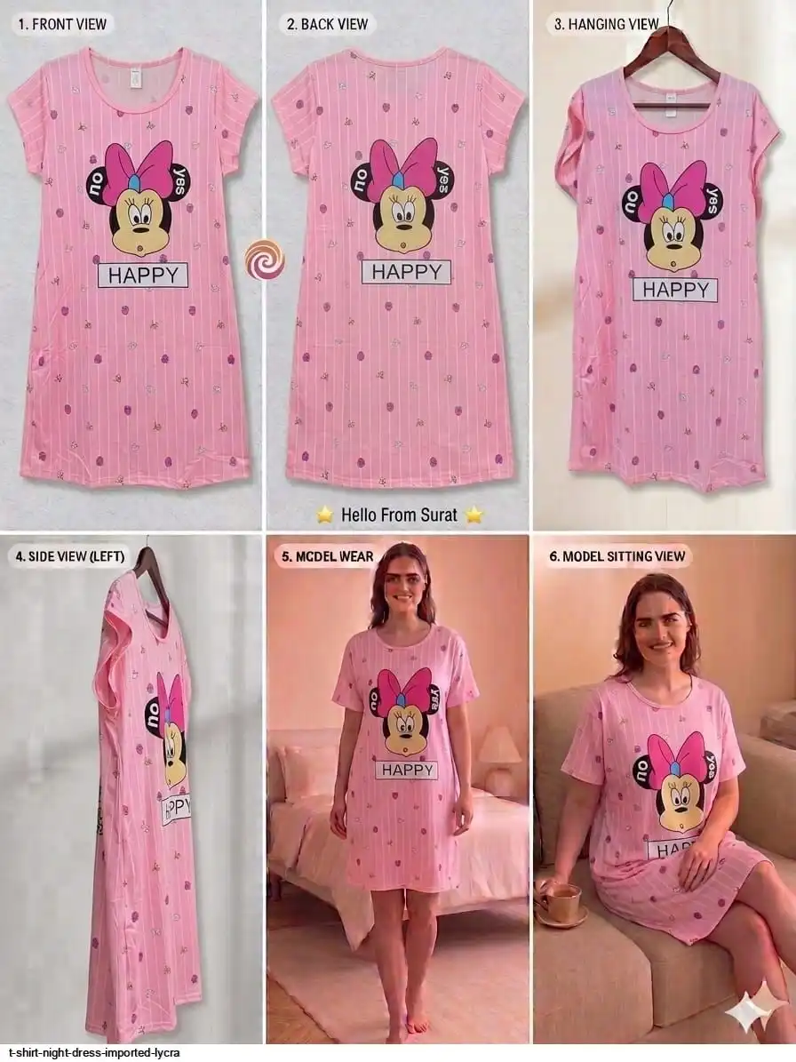 T SHIRT NIGHT DRESS IMPORTED LYCRA 6
