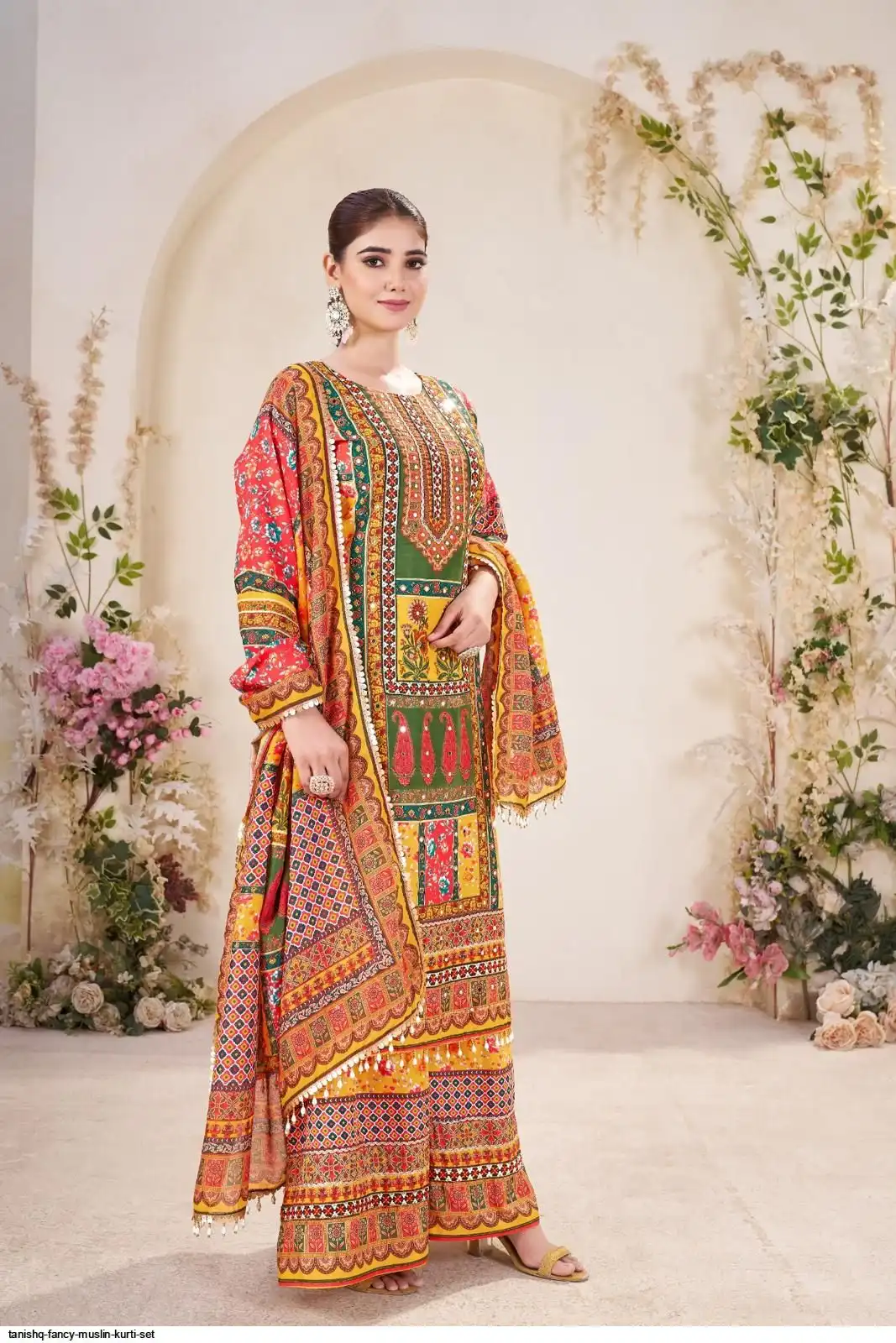 TANISHQ FANCY MUSLIN KURTI SET B