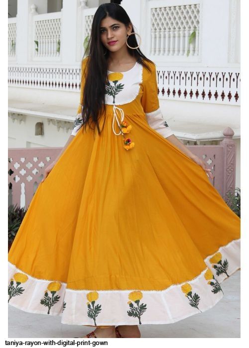 rayon dress design Long Gown Kurti Design Kurti Collection Rayon Gown Kurti Gorgeous Layered Party Wear