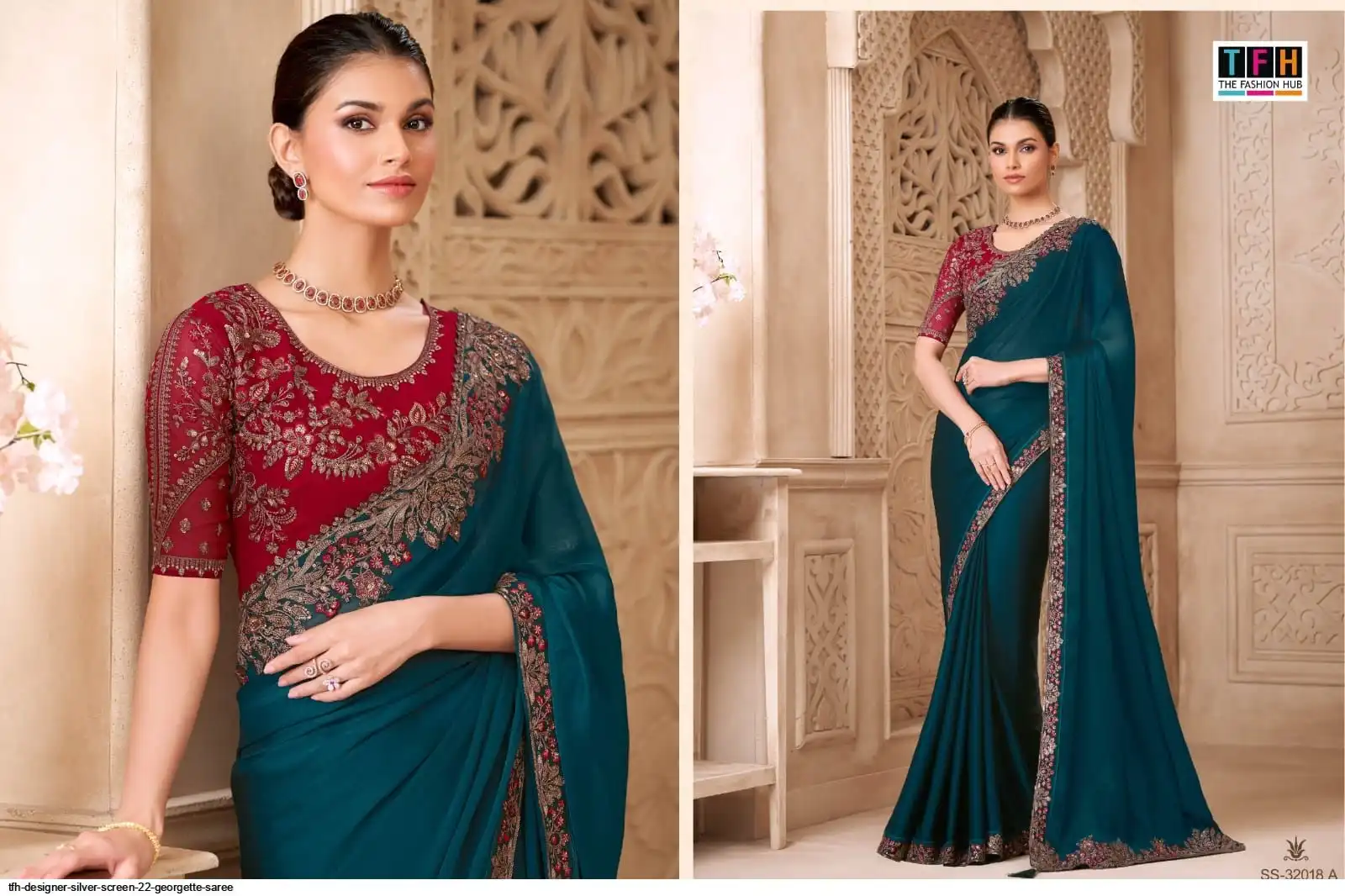 TFH DESIGNER SILVER SCREEN 22 GEORGETTE SAREE 32018A