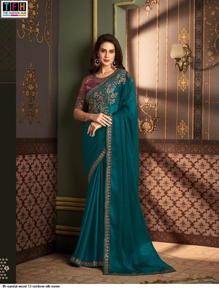 TFH SANDAL WOOD 12 RAINBOW SILK SAREE