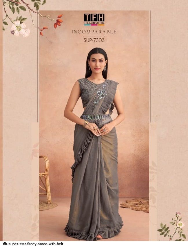 tfh super star fancy saree with belt 9281