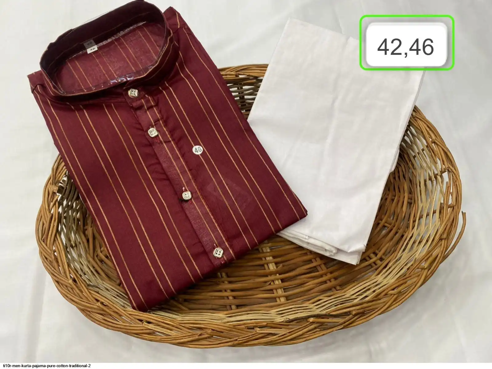 TI10R MEN KURTA PAJAMA PURE COTTON TRADITIONAL 2 C