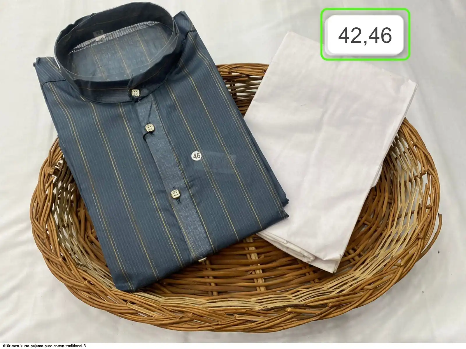 TI10R MEN KURTA PAJAMA PURE COTTON TRADITIONAL 3 M