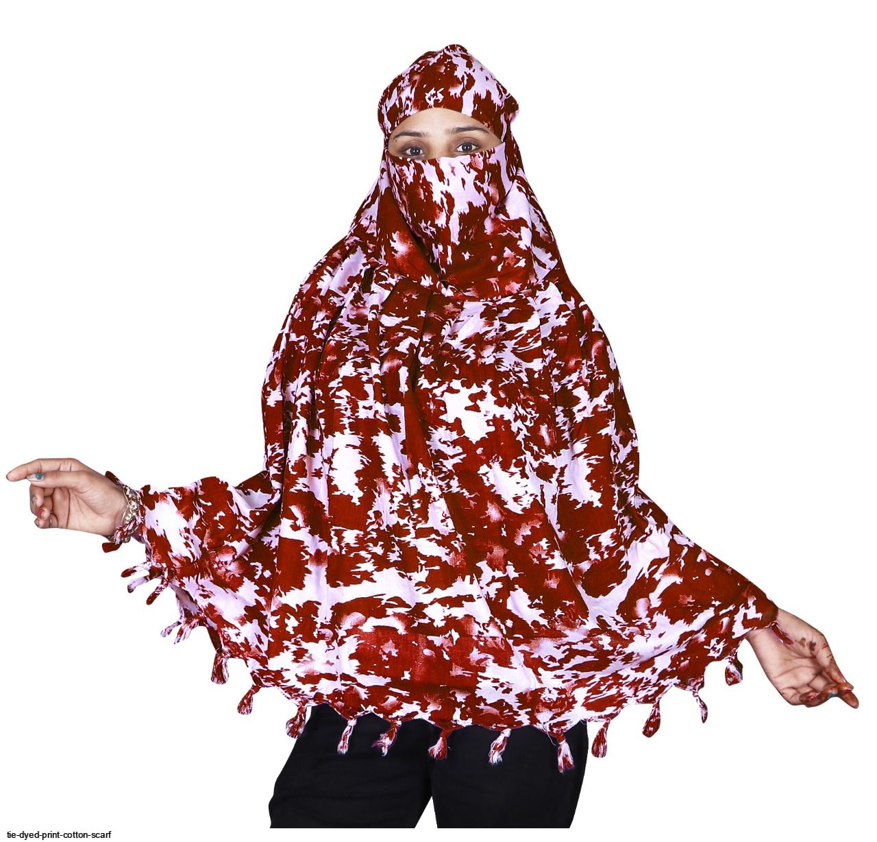 TIE DYED PRINT COTTON SCARF