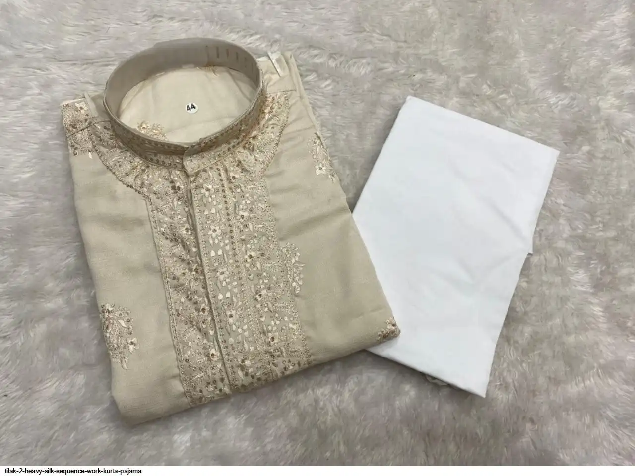 TILAK 2 HEAVY SILK SEQUENCE WORK KURTA PAJAMA A