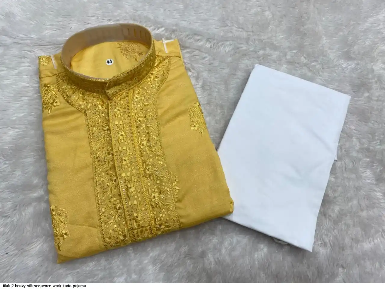 TILAK 2 HEAVY SILK SEQUENCE WORK KURTA PAJAMA F