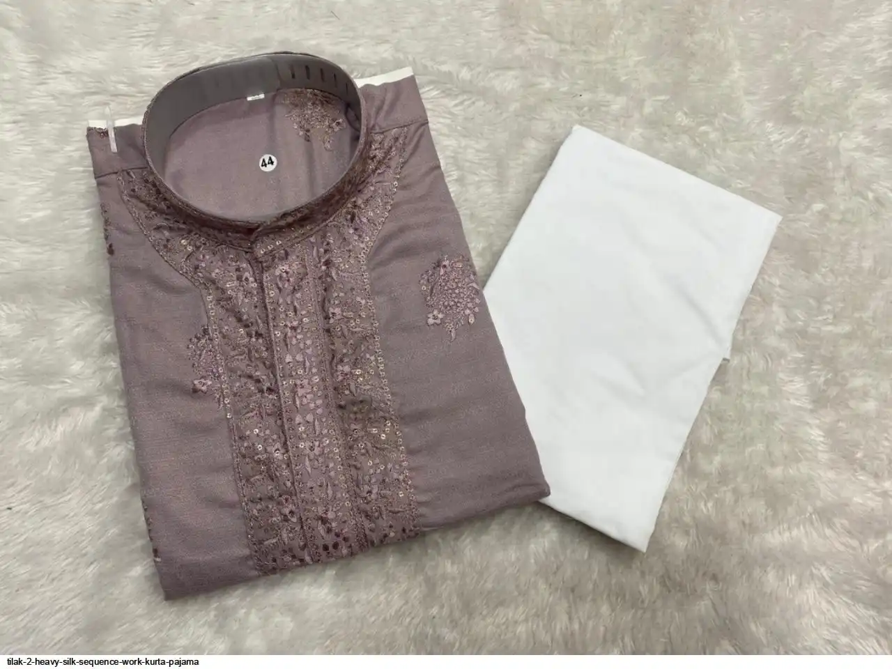 TILAK 2 HEAVY SILK SEQUENCE WORK KURTA PAJAMA J