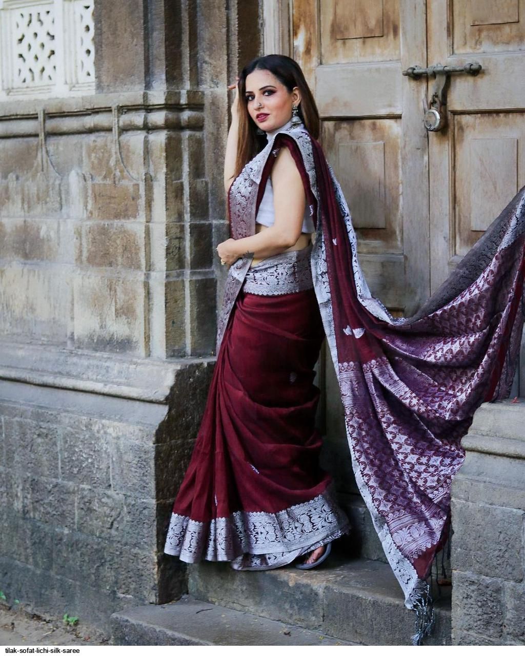 TILAK SOFAT LICHI SILK SAREE