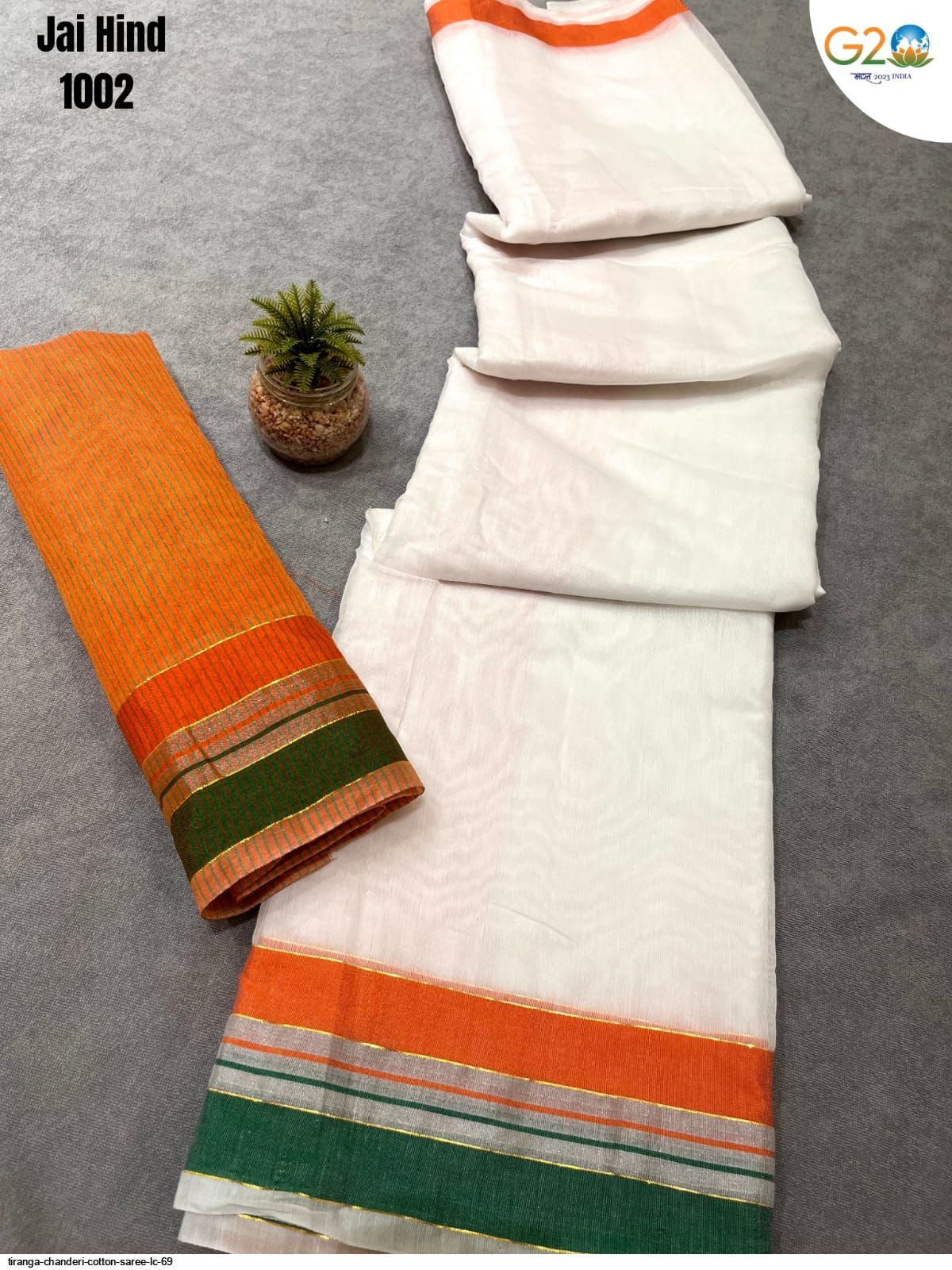 Buy Bong Style White Green Orange Exclusive Tiranga theme saree for Republic  Day @ Best Price In India | www.bongstyle.com