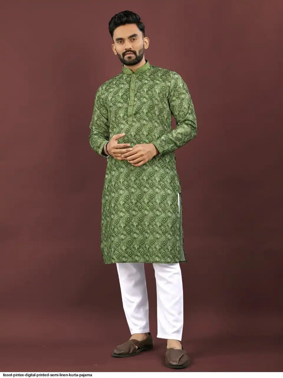 TISSOT PINTEX DIGITAL PRINTED SEMI LINEN KURTA PAJAMA B