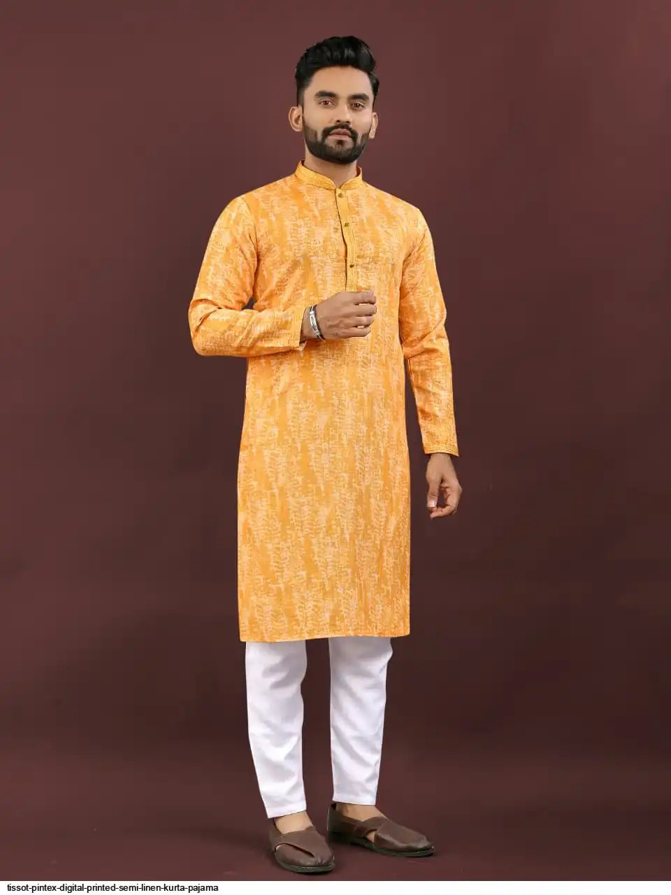 TISSOT PINTEX DIGITAL PRINTED SEMI LINEN KURTA PAJAMA C