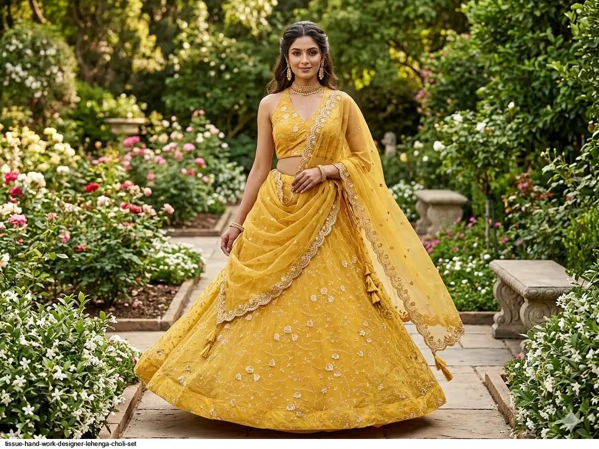 TISSUE HAND WORK DESIGNER LEHENGA CHOLI SET D