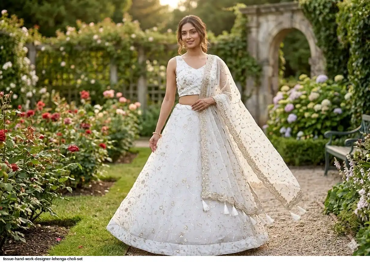TISSUE HAND WORK DESIGNER LEHENGA CHOLI SET A