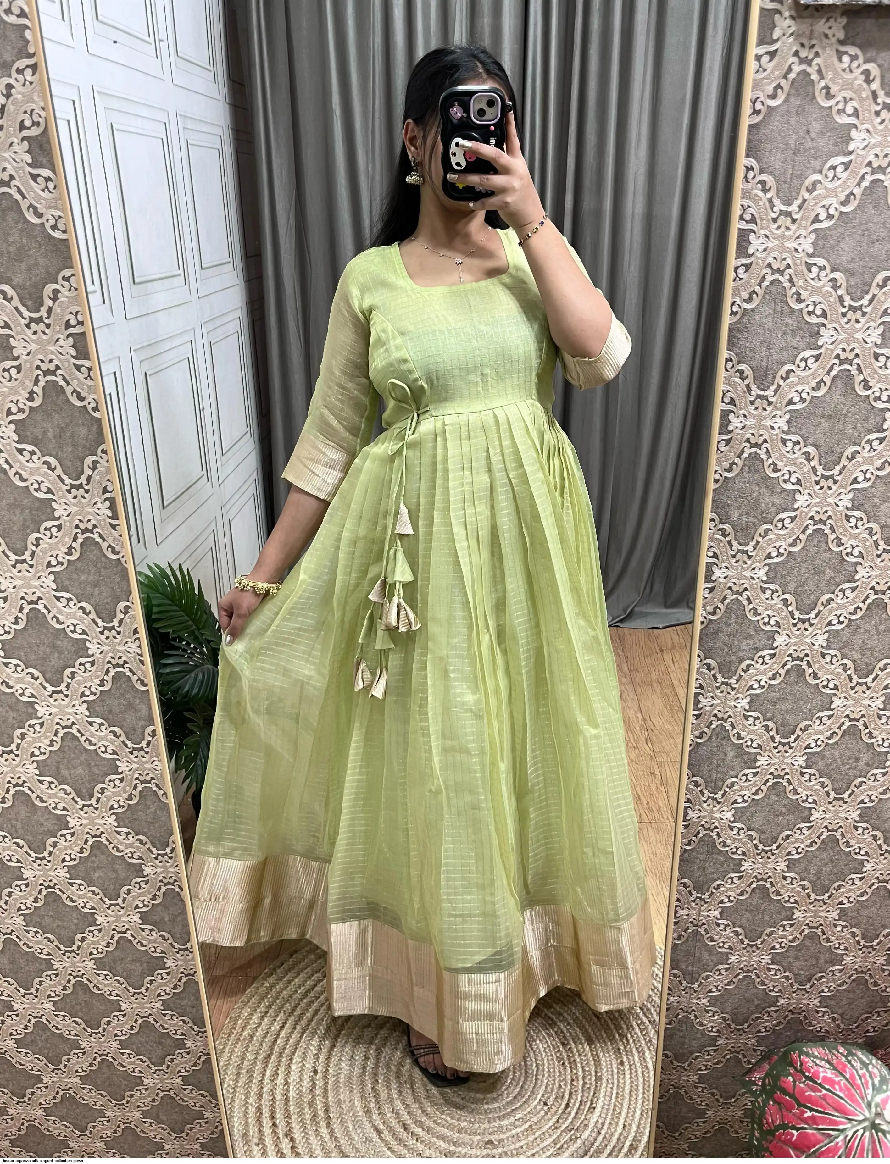 open lace back dress 2-Piece Embroidered Fancy Organza Party Wear Dress (DZ15209) –  DressyZone.com main image 1