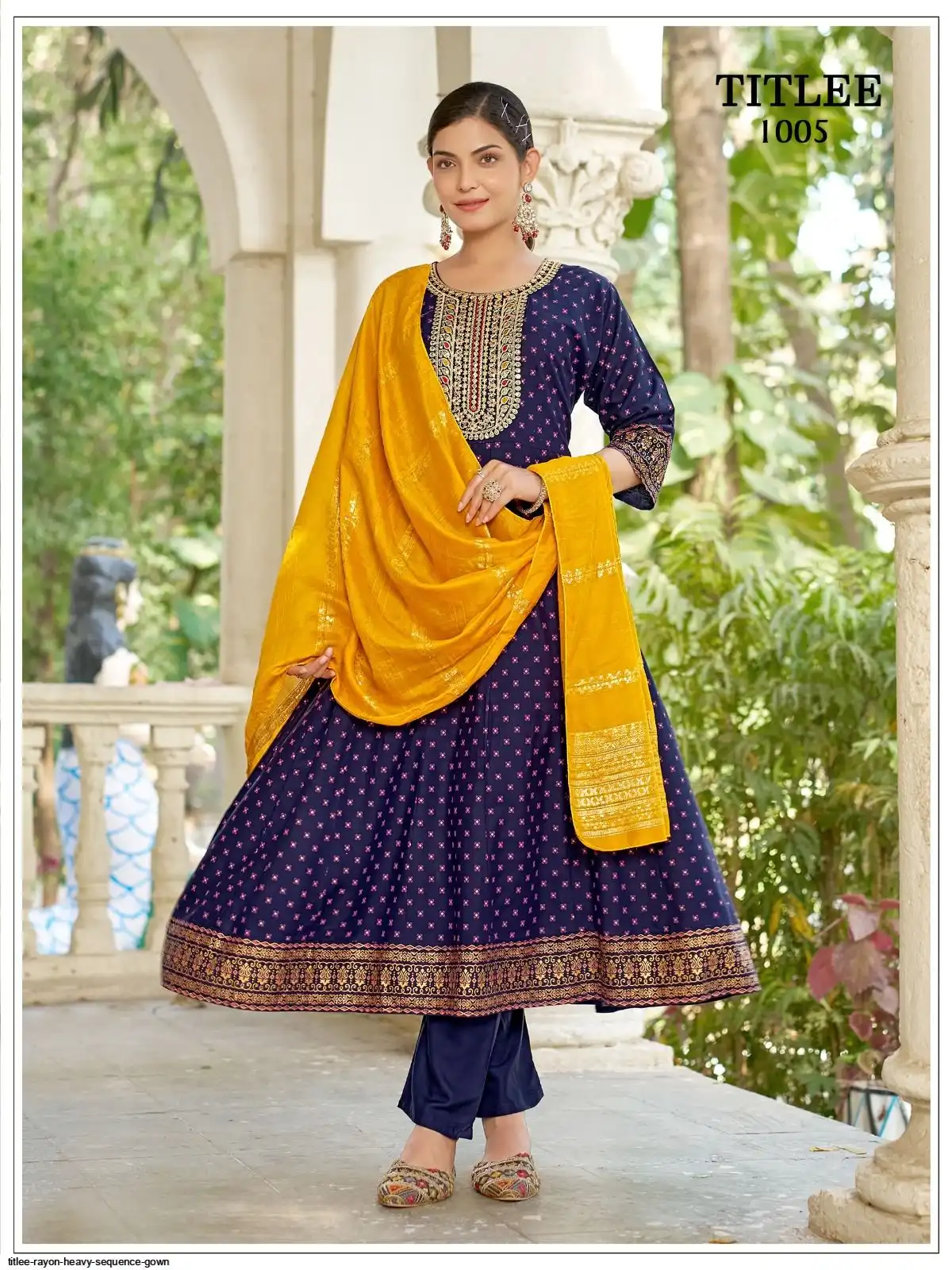 TITLEE RAYON HEAVY SEQUENCE GOWN 1005