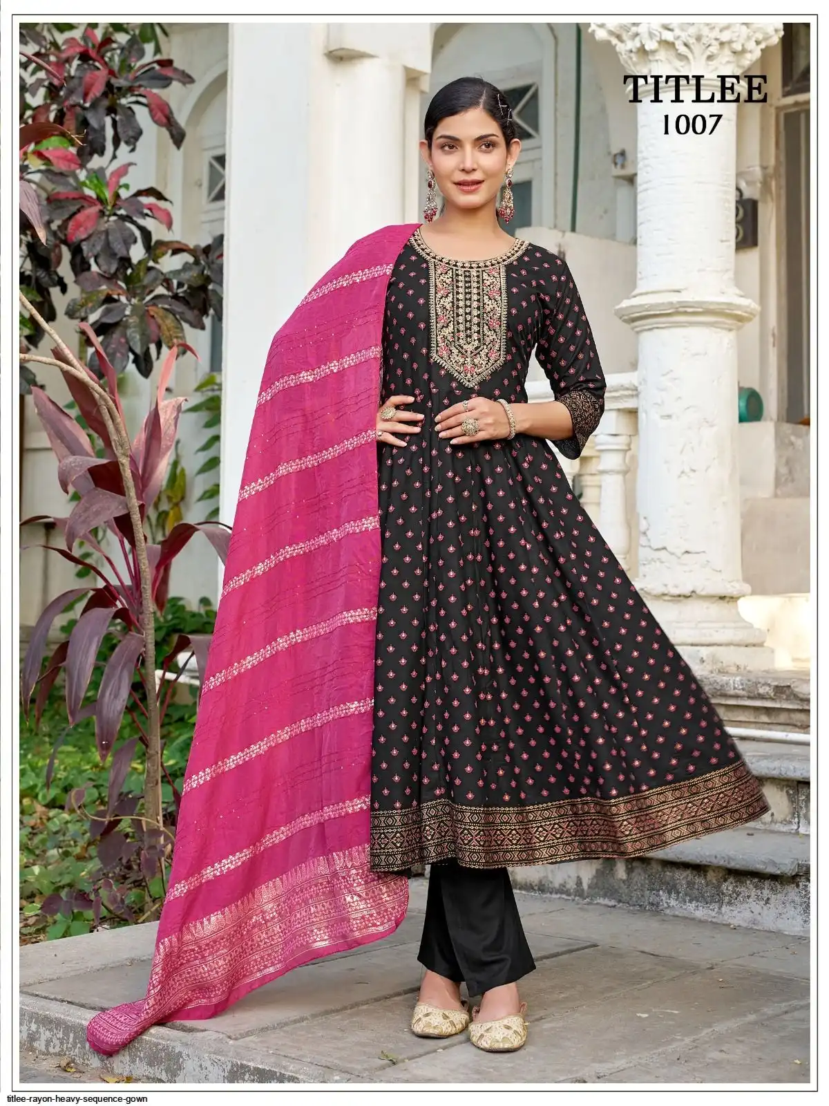 TITLEE RAYON HEAVY SEQUENCE GOWN 1007