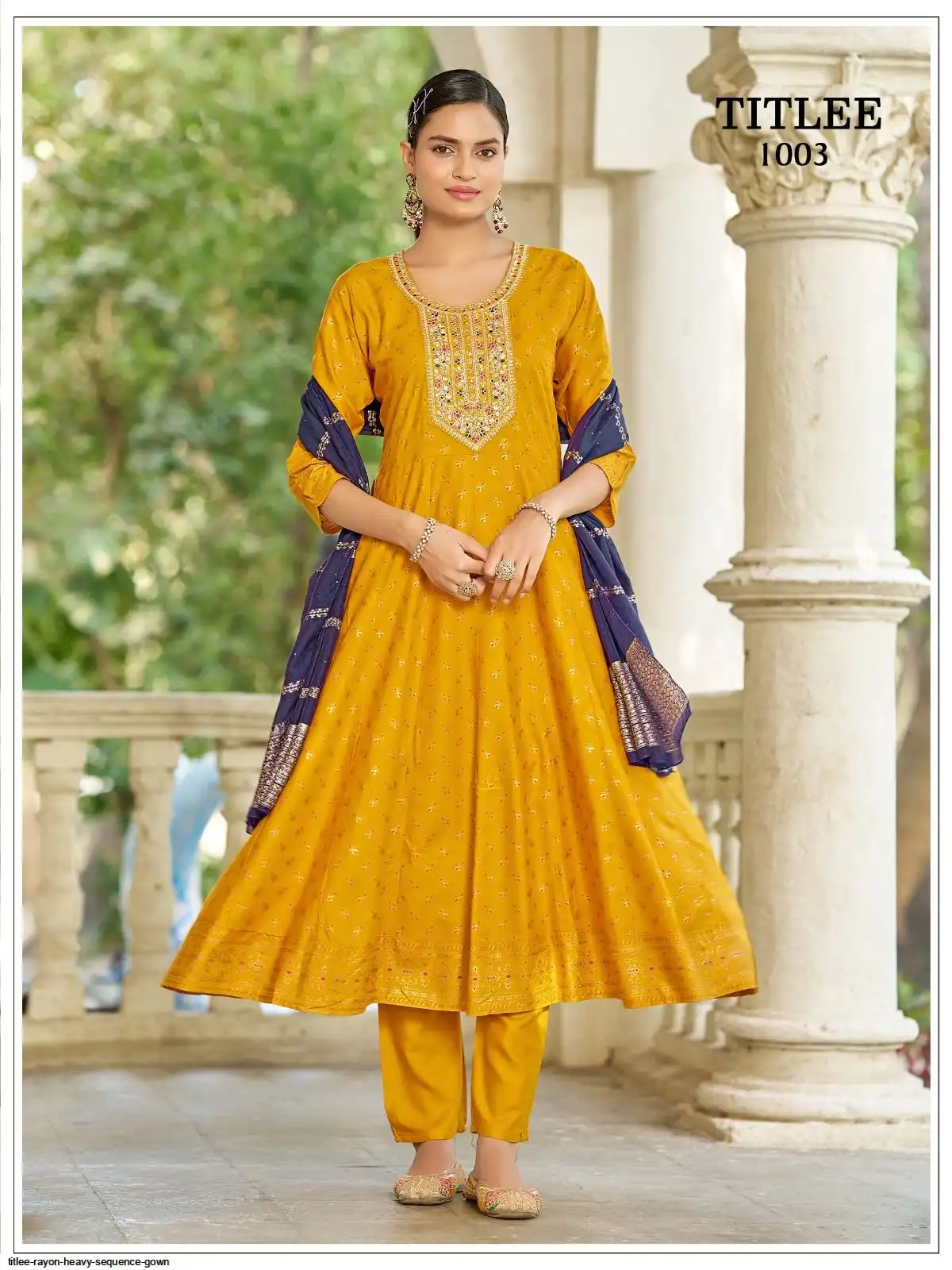 TITLEE RAYON HEAVY SEQUENCE GOWN 1003
