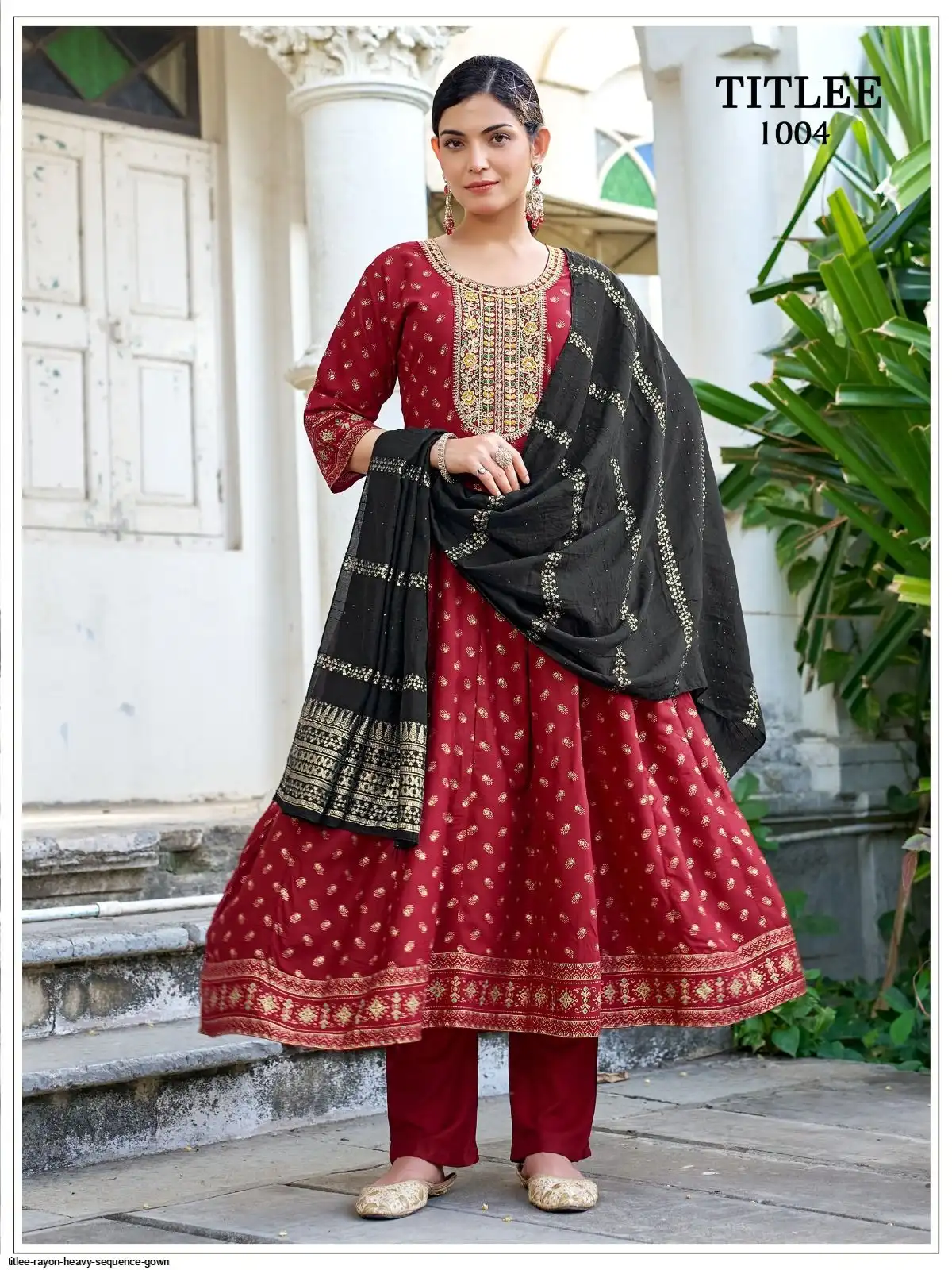 TITLEE RAYON HEAVY SEQUENCE GOWN 1004