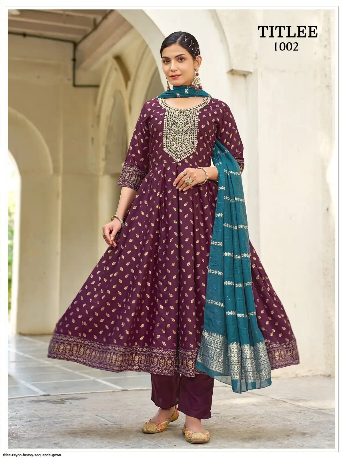 TITLEE RAYON HEAVY SEQUENCE GOWN 1002