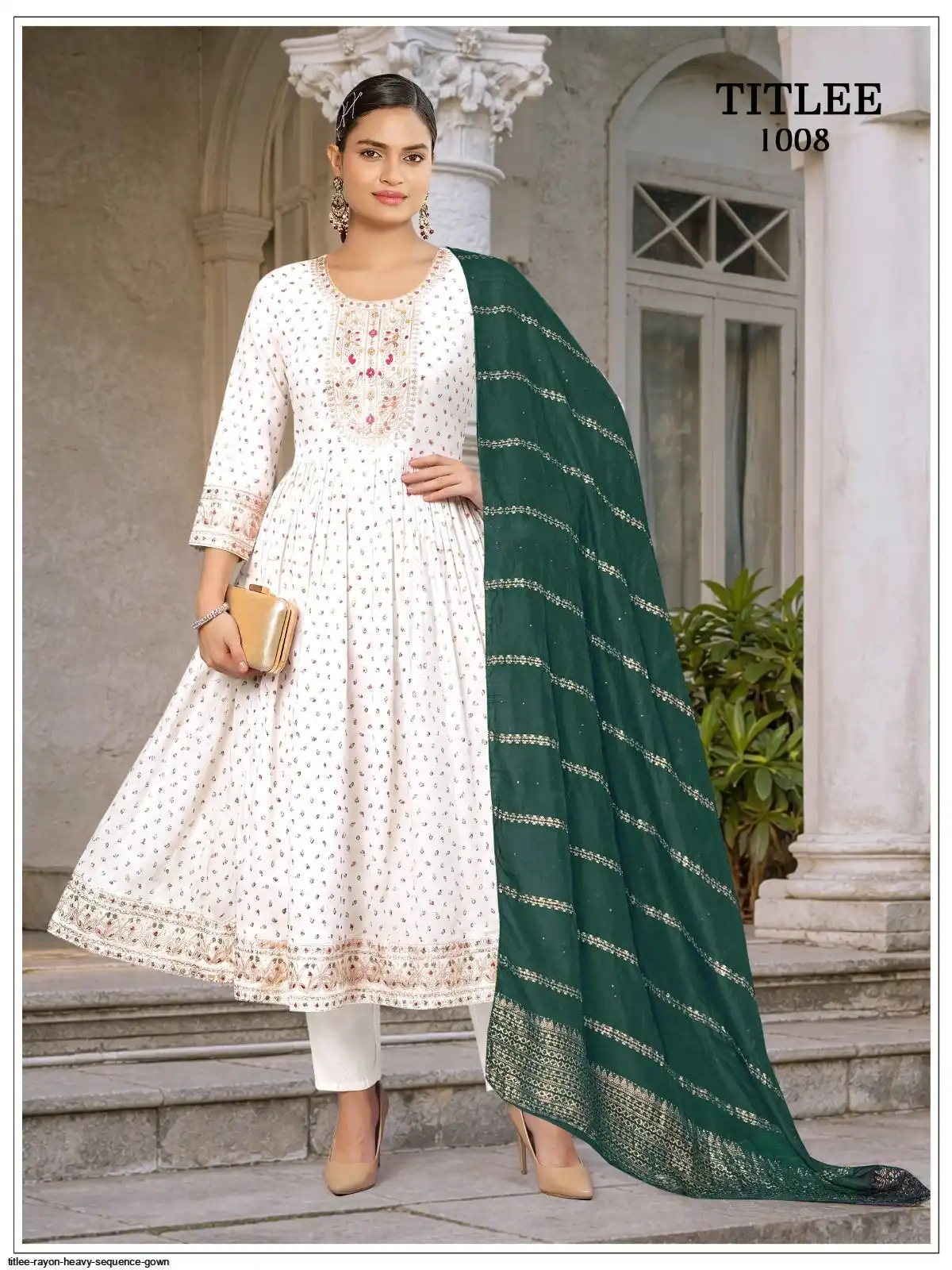 TITLEE RAYON HEAVY SEQUENCE GOWN 1008