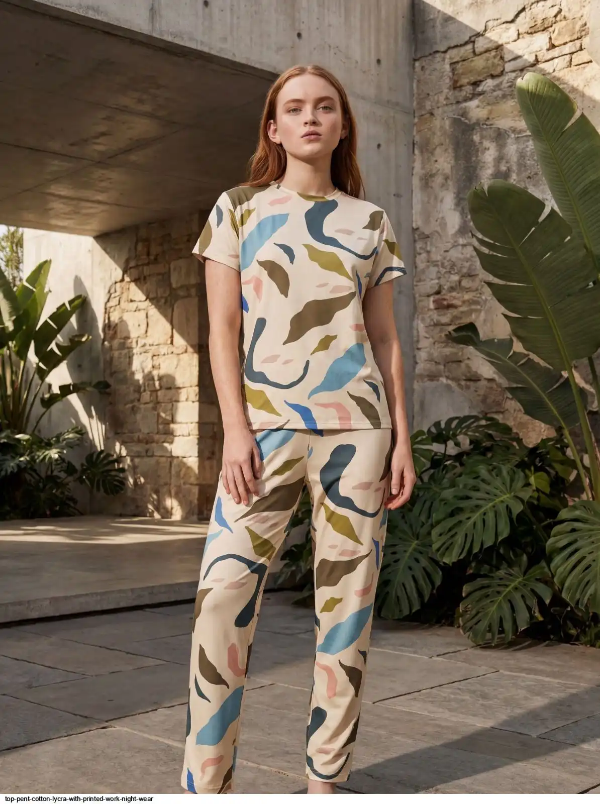 TOP PENT COTTON LYCRA WITH PRINTED WORK NIGHT WEAR 2