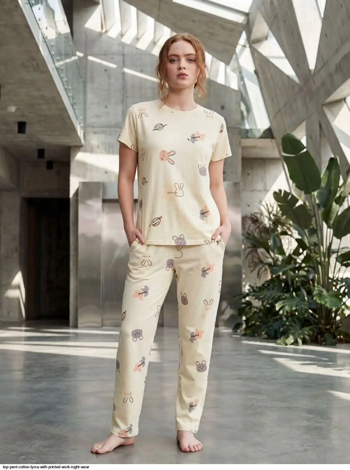 TOP PENT COTTON LYCRA WITH PRINTED WORK NIGHT WEAR 3
