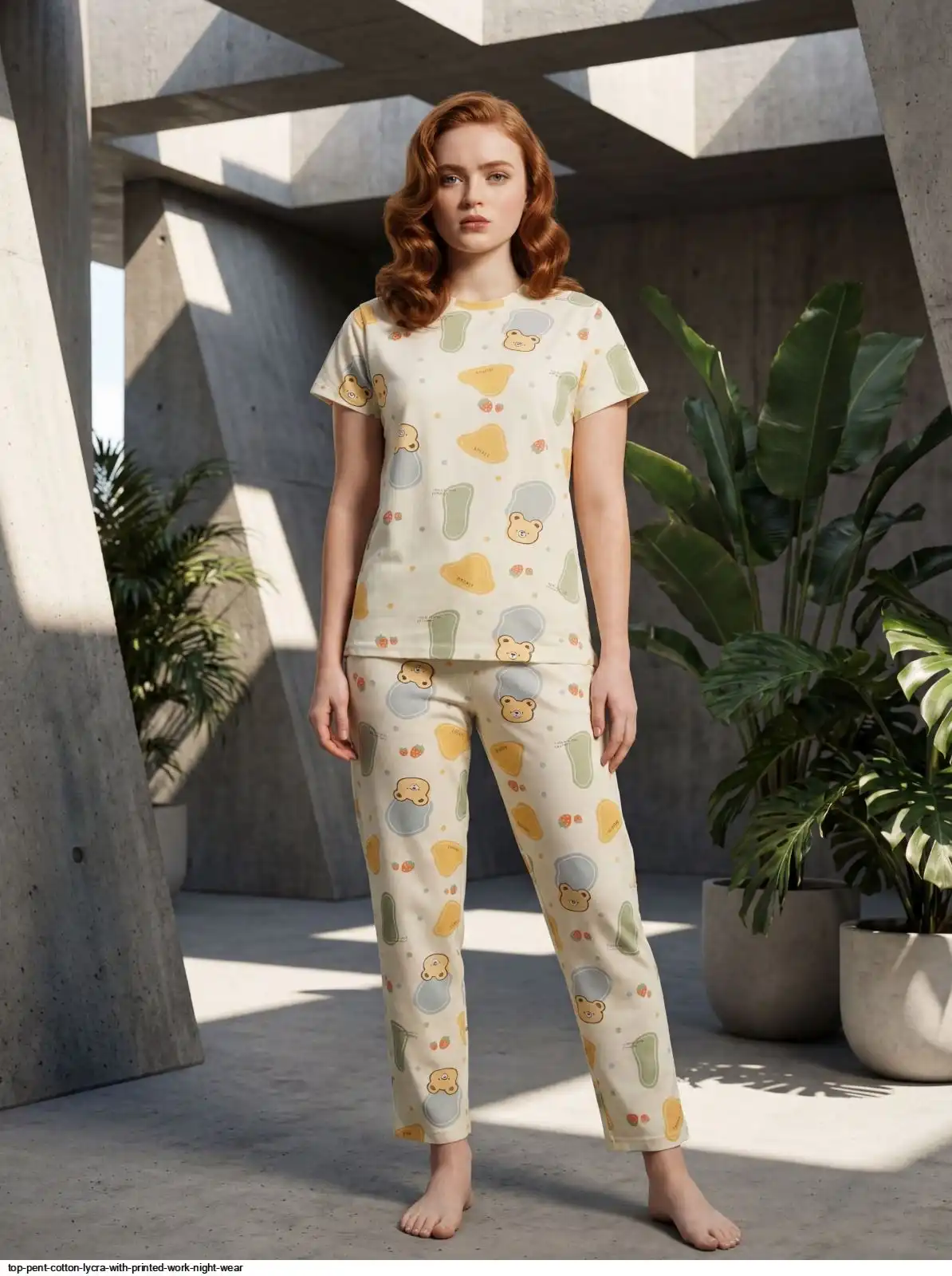 TOP PENT COTTON LYCRA WITH PRINTED WORK NIGHT WEAR 4