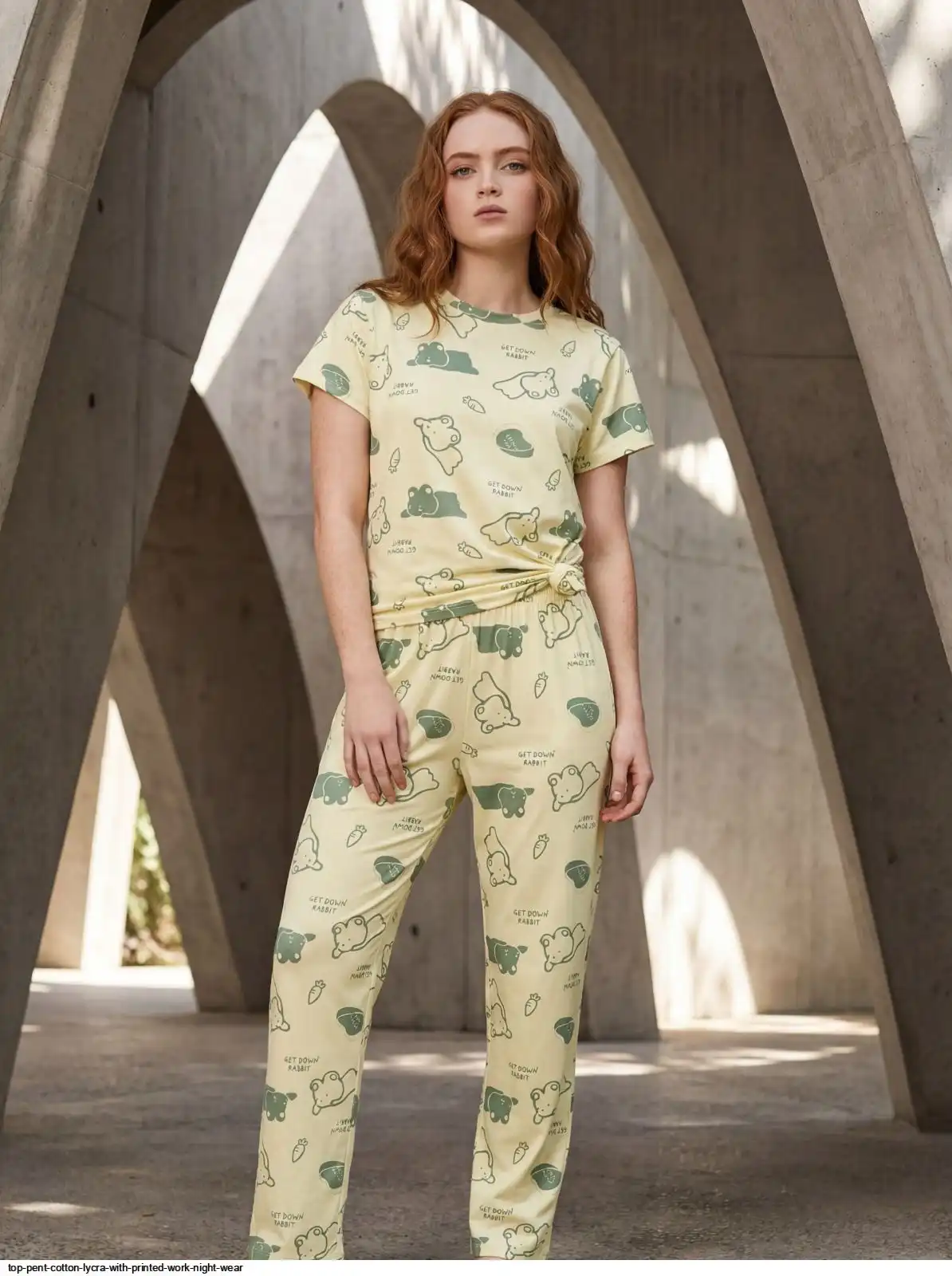 TOP PENT COTTON LYCRA WITH PRINTED WORK NIGHT WEAR 5