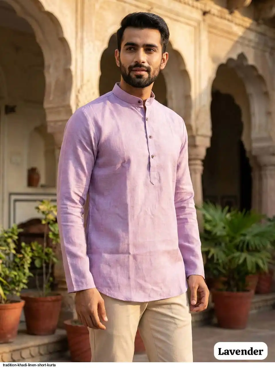 TRADITION KHADI LINEN SHORT KURTA D