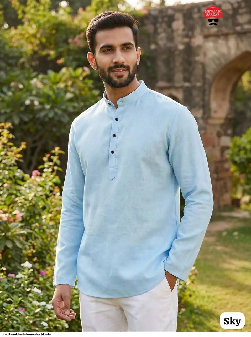 TRADITION KHADI LINEN SHORT KURTA A