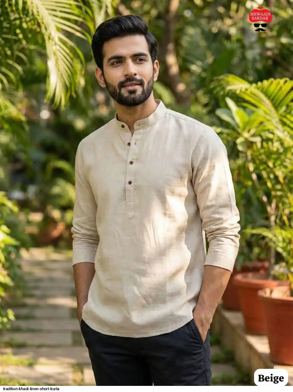 TRADITION KHADI LINEN SHORT KURTA B