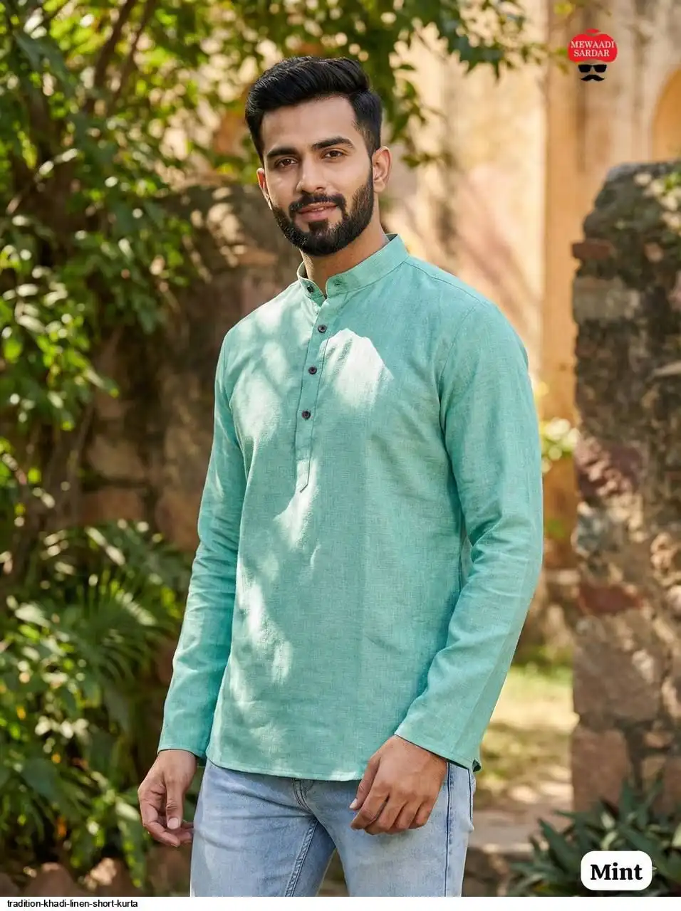 TRADITION KHADI LINEN SHORT KURTA E