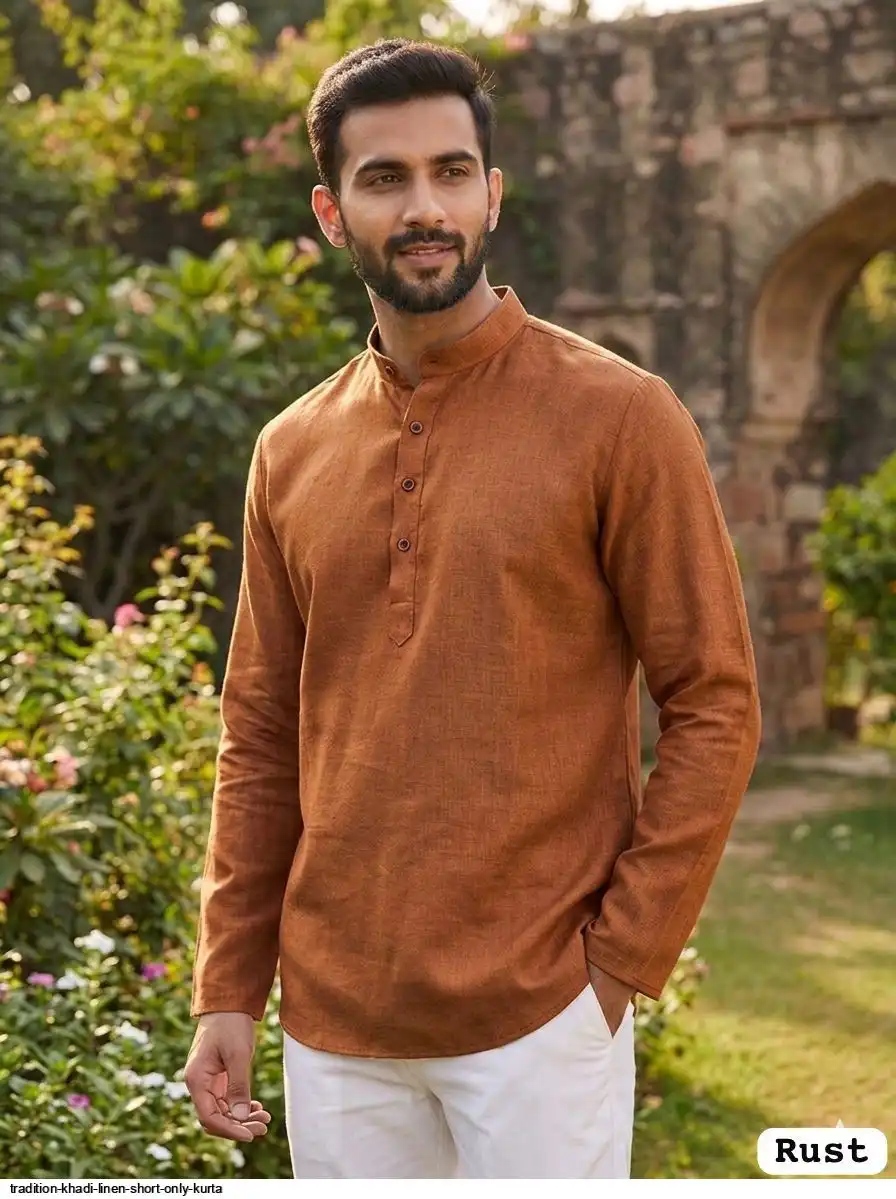 TRADITION KHADI LINEN SHORT ONLY KURTA A