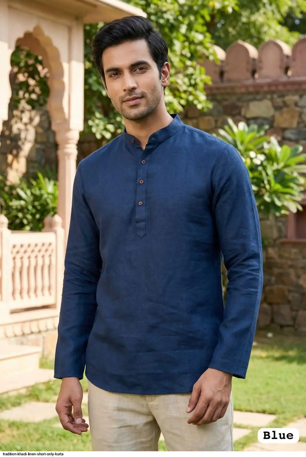 TRADITION KHADI LINEN SHORT ONLY KURTA C