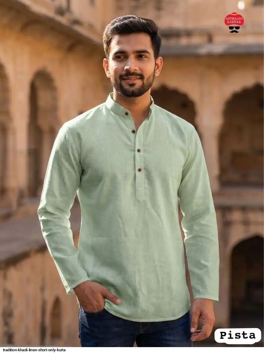 TRADITION KHADI LINEN SHORT ONLY KURTA B