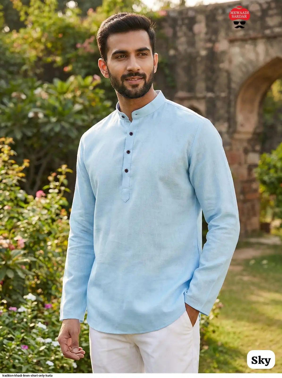 TRADITION KHADI LINEN SHORT ONLY KURTA E