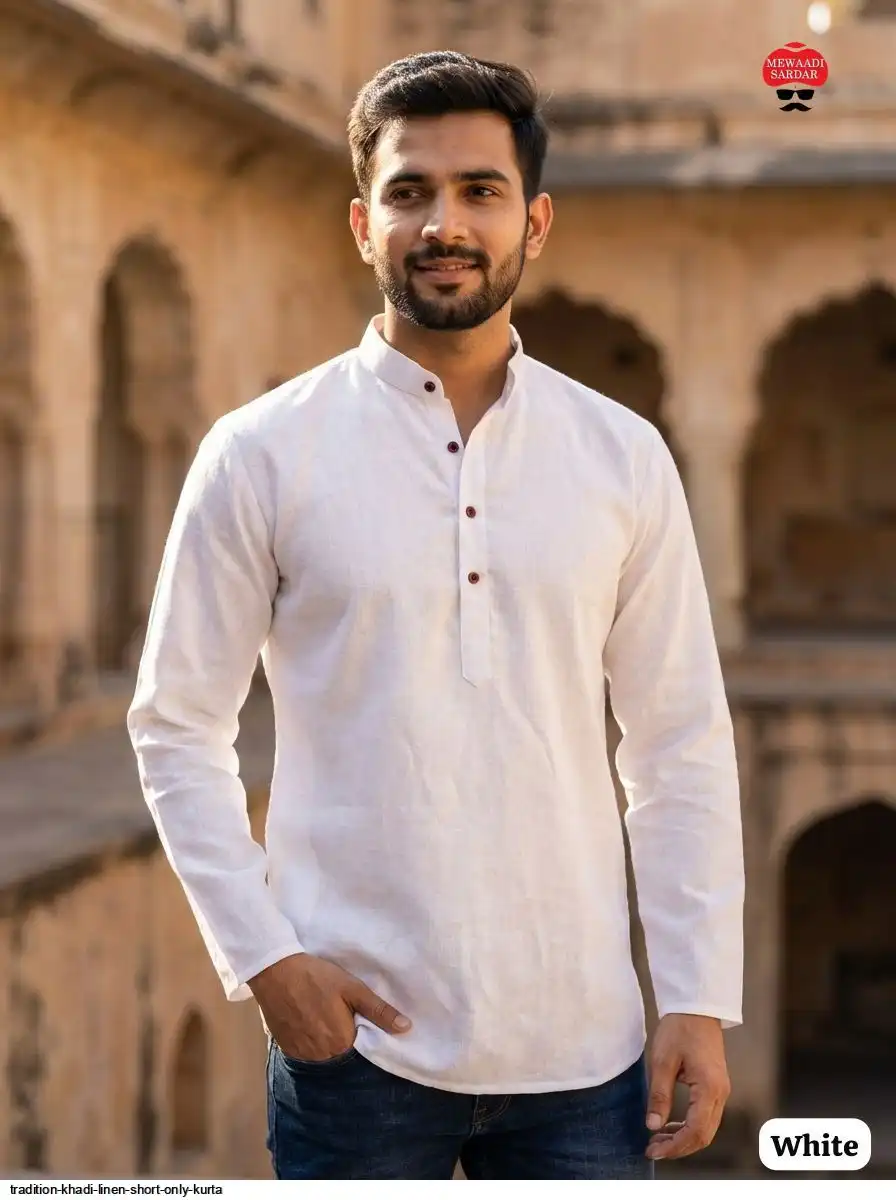TRADITION KHADI LINEN SHORT ONLY KURTA F