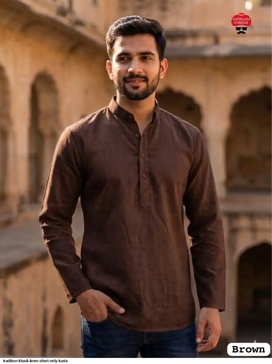 TRADITION KHADI LINEN SHORT ONLY KURTA H