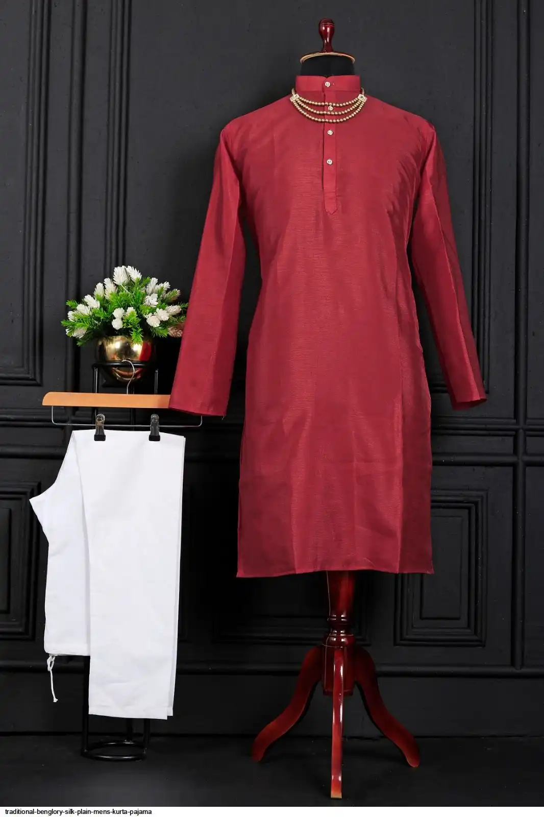 TRADITIONAL BENGLORY SILK PLAIN MENS KURTA PAJAMA I