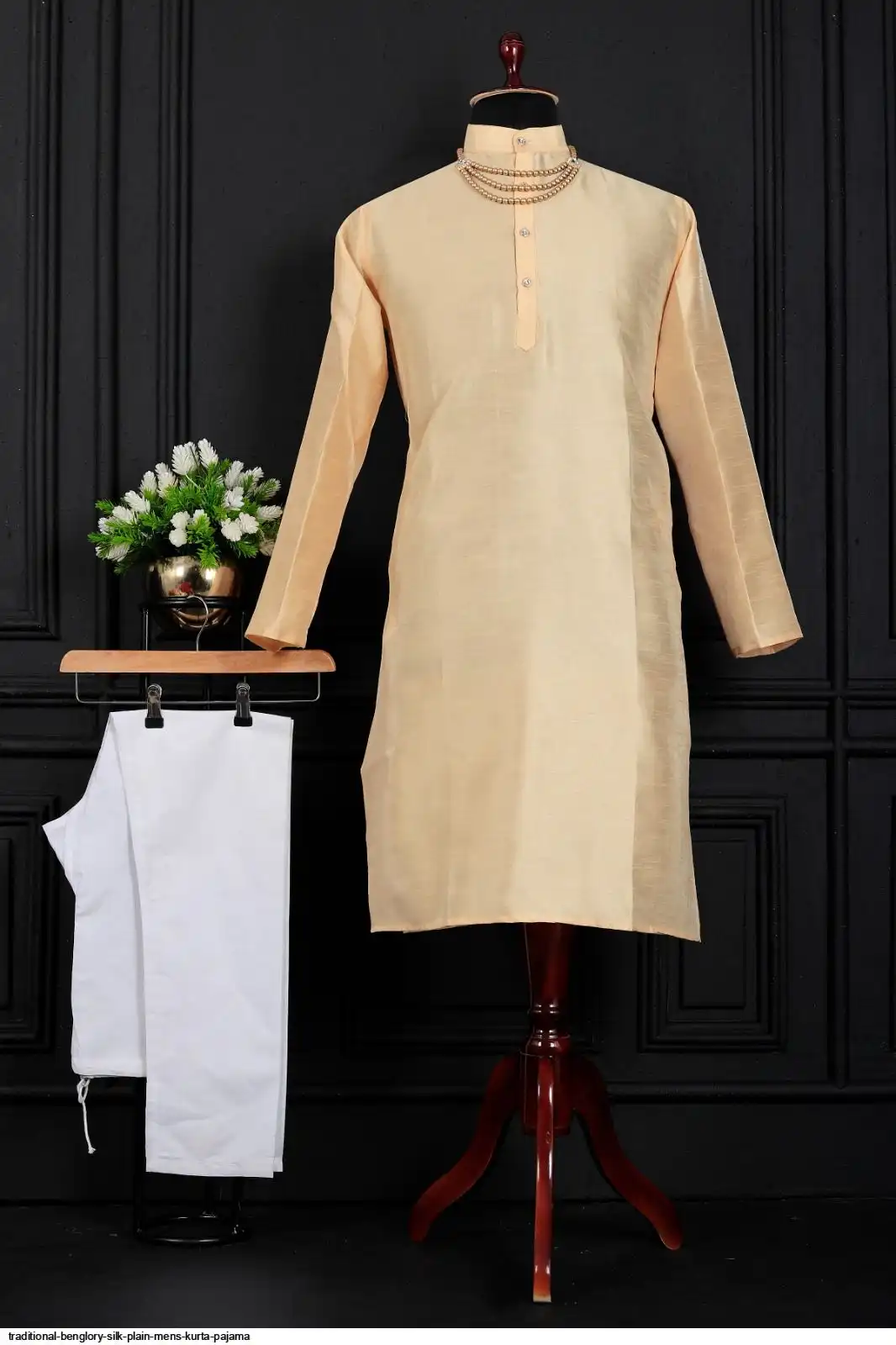 TRADITIONAL BENGLORY SILK PLAIN MENS KURTA PAJAMA J