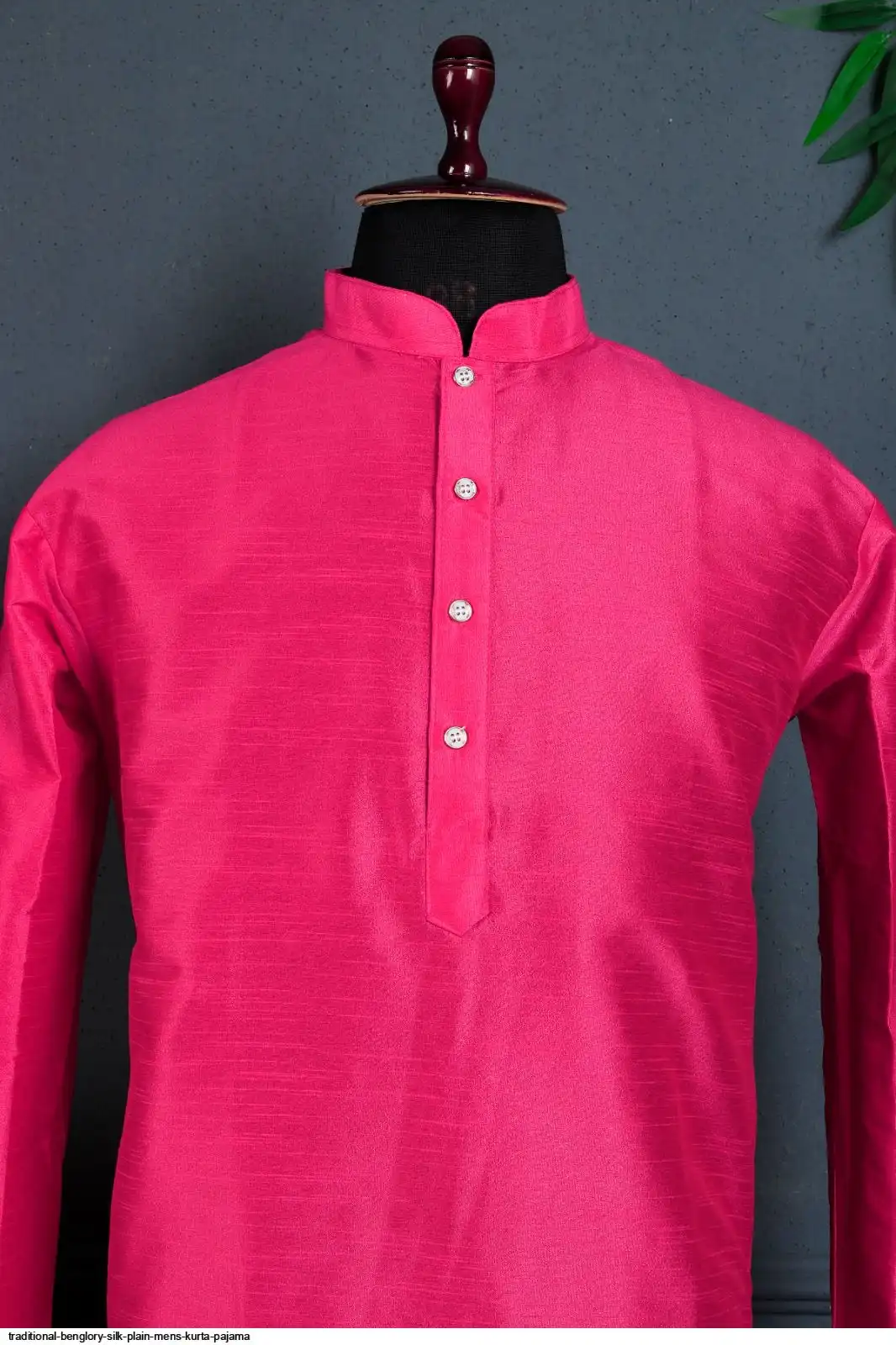 TRADITIONAL BENGLORY SILK PLAIN MENS KURTA PAJAMA M