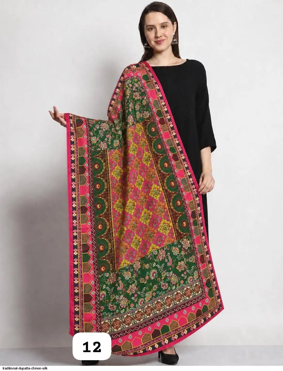 TRADITIONAL DUPATTA CHINON SILK 12
