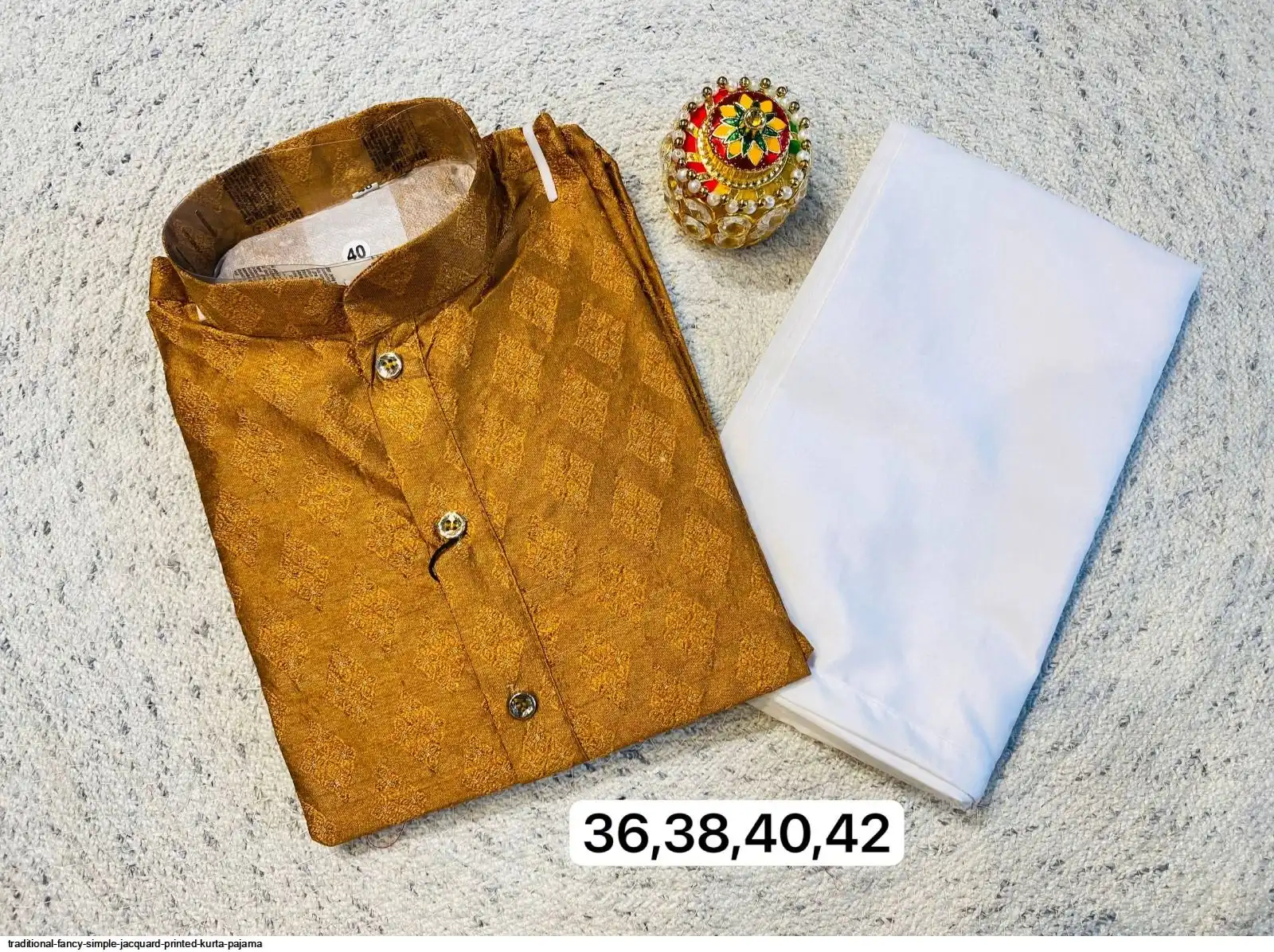 TRADITIONAL FANCY SIMPLE JACQUARD PRINTED KURTA PAJAMA E